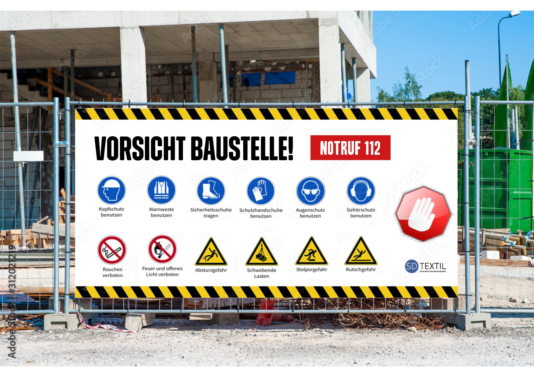 Bauzaunbanner aus luftdurchlässigem PVC-Mesh